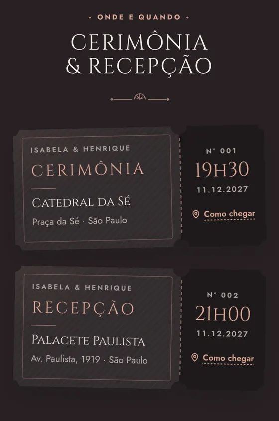 Ingressos: Cerimônia & recepção · Noite de Gala