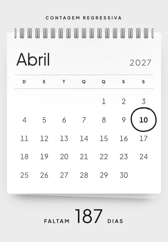 Contagem regressiva: Calendário marcado · Minimal Moderno