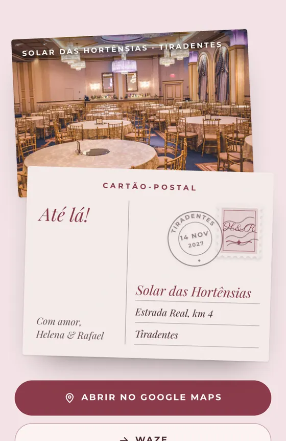 Cartão-postal: Localização · Romântico