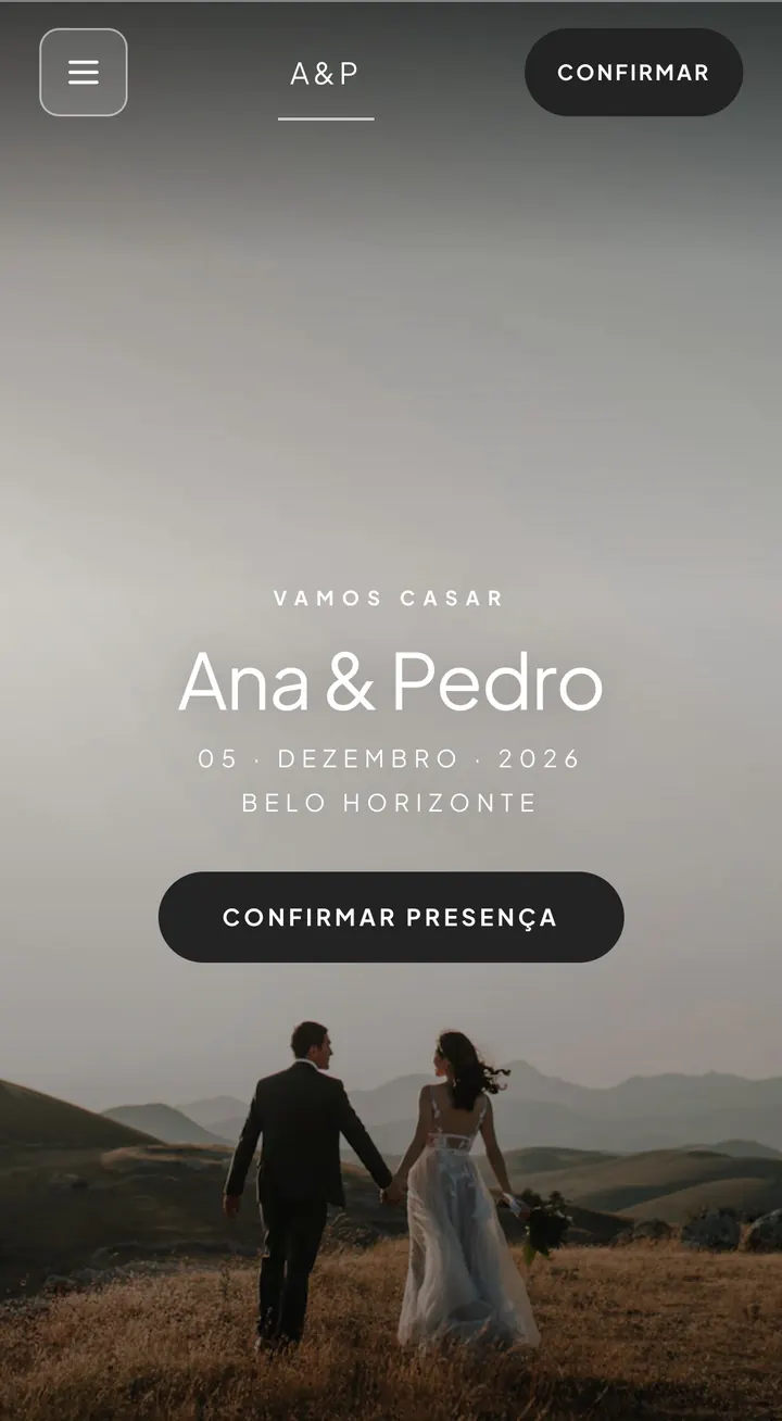Capa do site no modelo Minimal Moderno