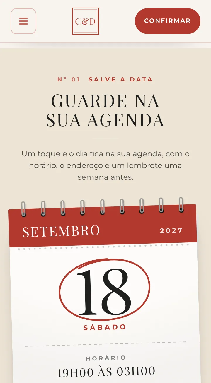 Bloco Salve na agenda no modelo Editorial, com a folha de setembro, o dia 18 circulado e o horário da festa